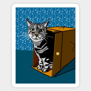 Cat in a box Cute Tabby Copyright by TeAnne Sticker